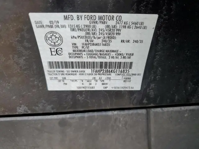 2019 FORD TAURUS LIMITED