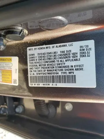 2021 HONDA PILOT SE  