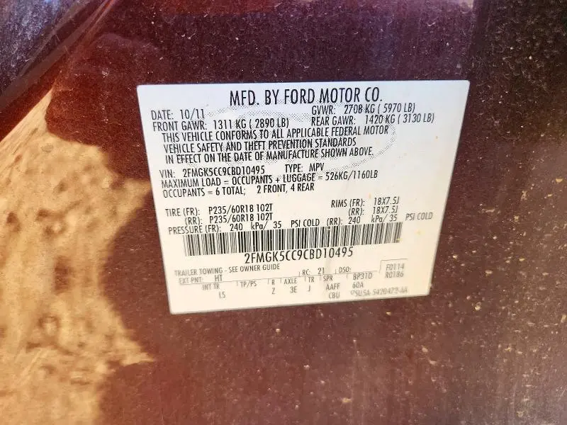 2012 FORD FLEX SEL  