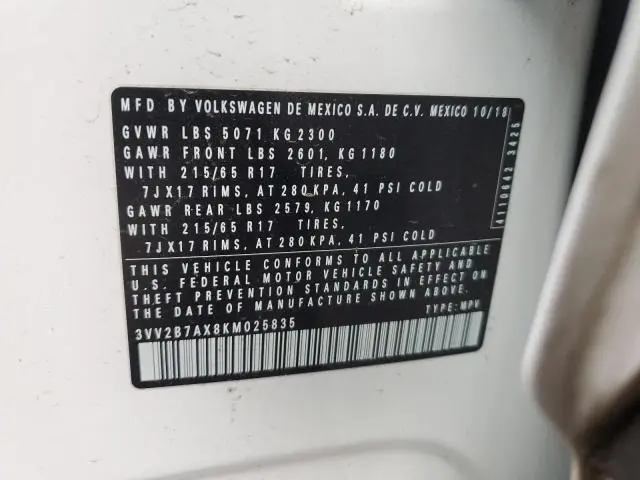 2019 VOLKSWAGEN TIGUAN SE  