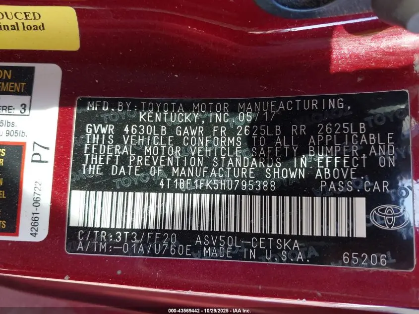 2017 TOYOTA CAMRY SE