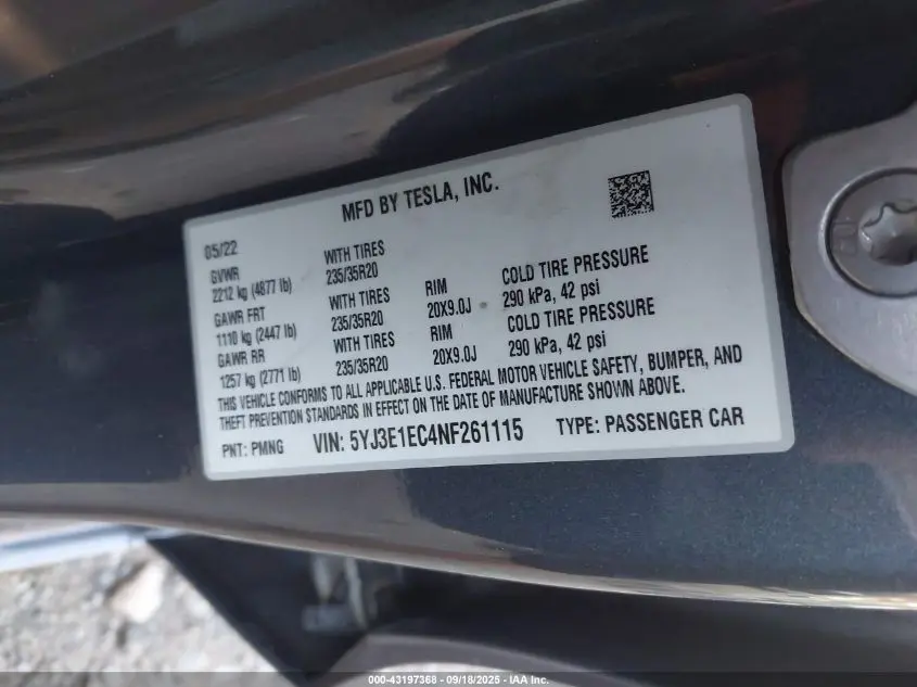 2022 TESLA MODEL 3 PERFORMANCE DUAL MOTOR ALL-WHEEL DRIVE