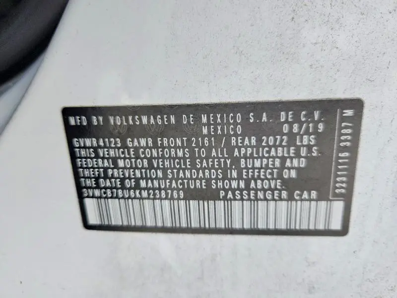 2019 VOLKSWAGEN JETTA S  