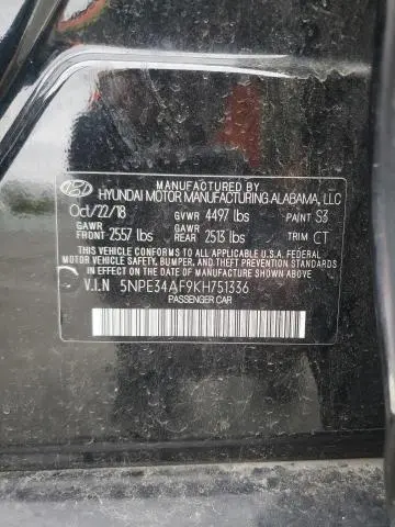 2019 HYUNDAI SONATA LIMITED  