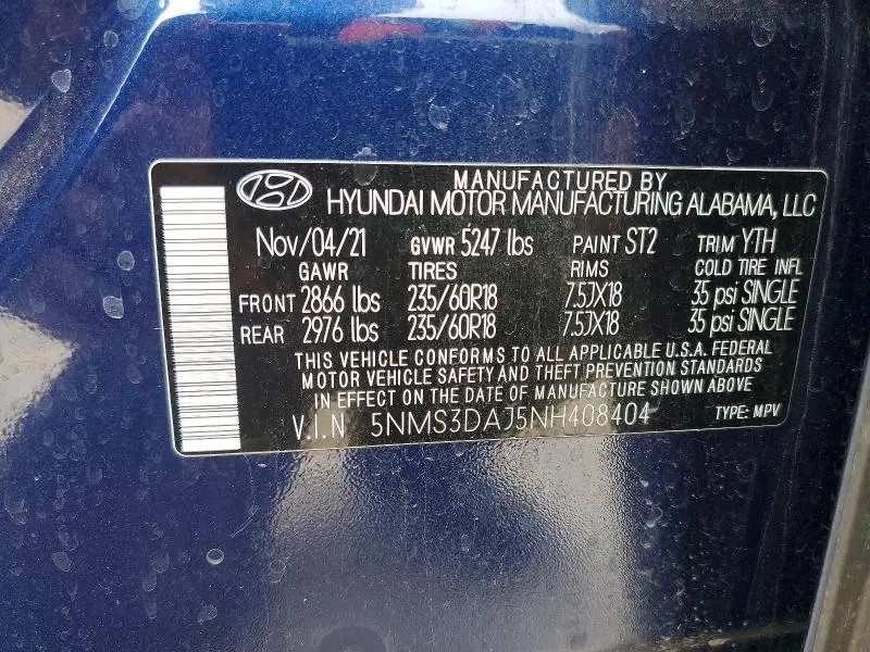 2022 HYUNDAI SANTA FE SEL  