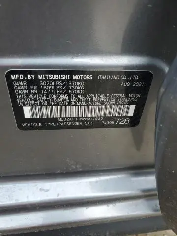 2021 MITSUBISHI MIRAGE ES