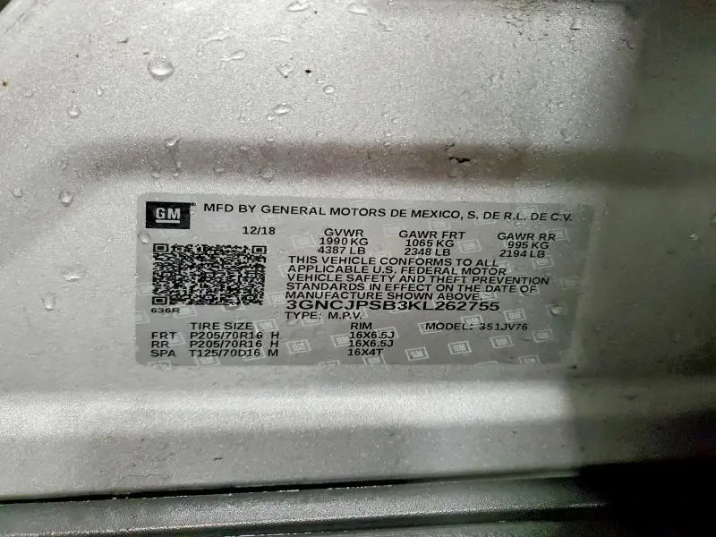 2019 CHEVROLET TRAX 1LT  