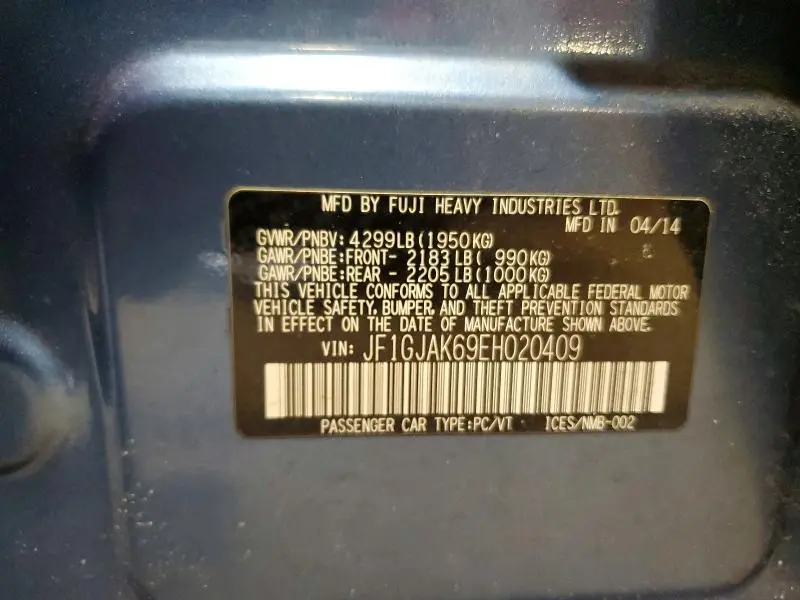 2014 SUBARU IMPREZA LIMITED  