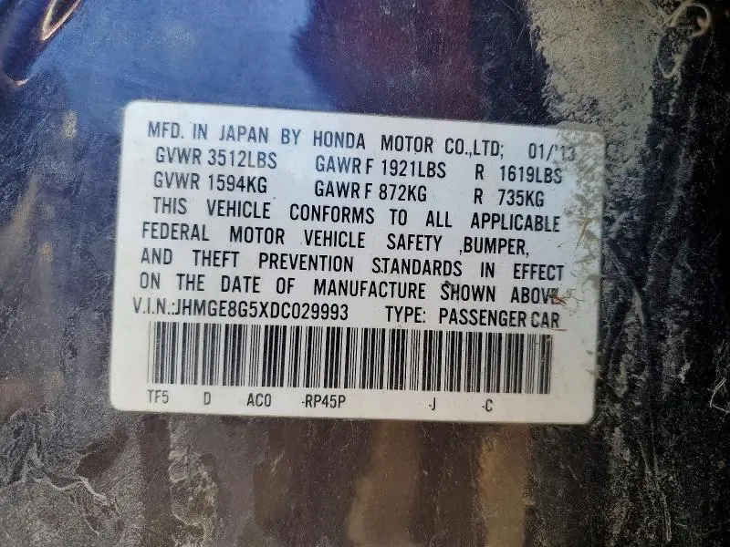 2013 HONDA FIT SPORT  