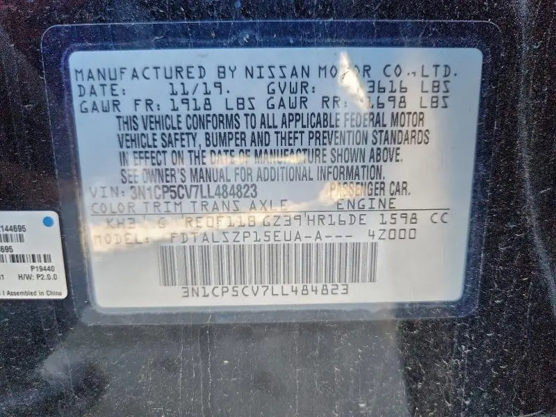 2020 NISSAN KICKS SV  