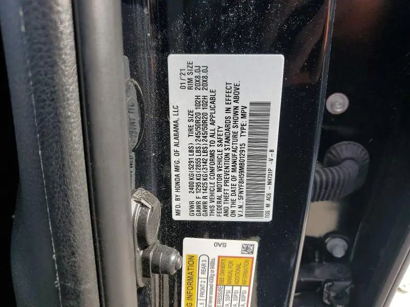 2021 HONDA PASSPORT EXL  