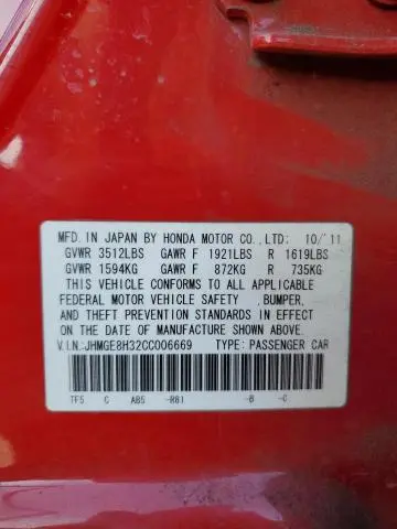 2012 HONDA FIT 