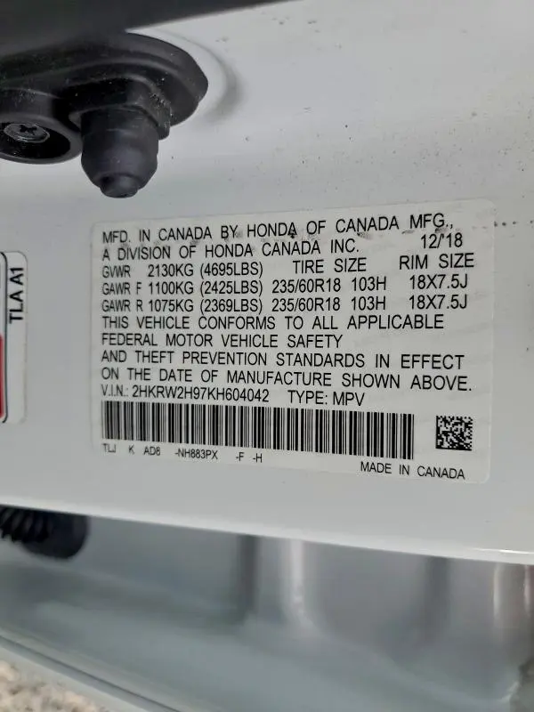 2019 HONDA CR-V TOURING  