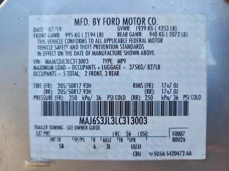 2020 FORD ECOSPORT SES  