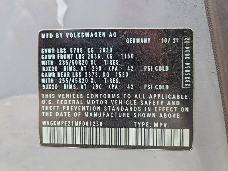 2021 VOLKSWAGEN ID.4 PRO S  
