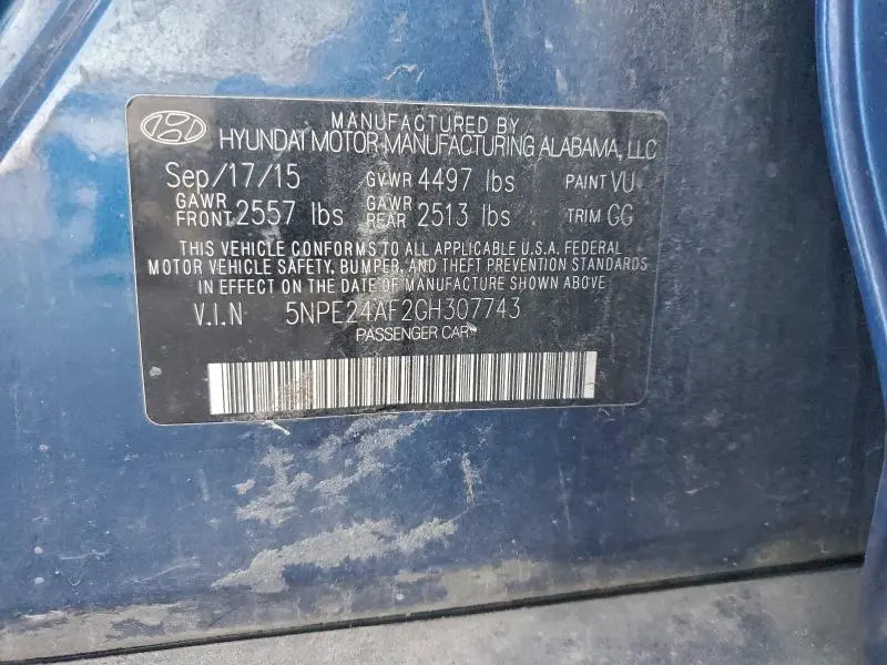 2016 HYUNDAI SONATA SE  