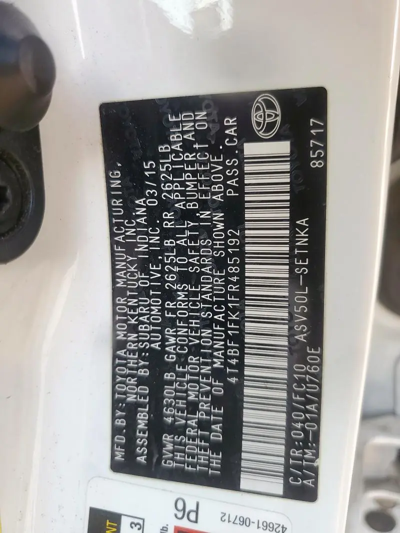 2015 TOYOTA CAMRY LE  