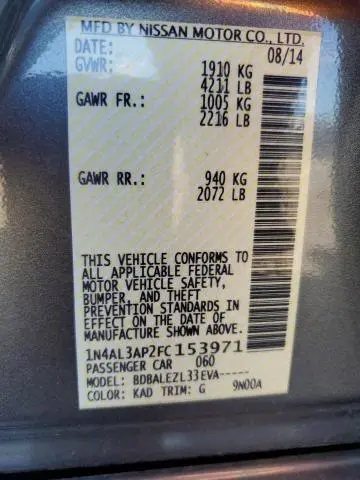 2015 NISSAN ALTIMA 2.5  