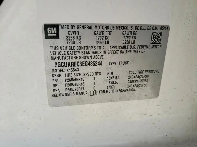 2014 CHEVROLET SILVERADO K1500 LT  