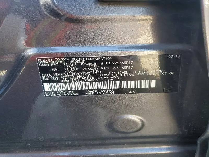 2018 TOYOTA RAV4 XLE  