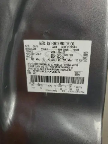 2010 FORD ESCAPE XLS  