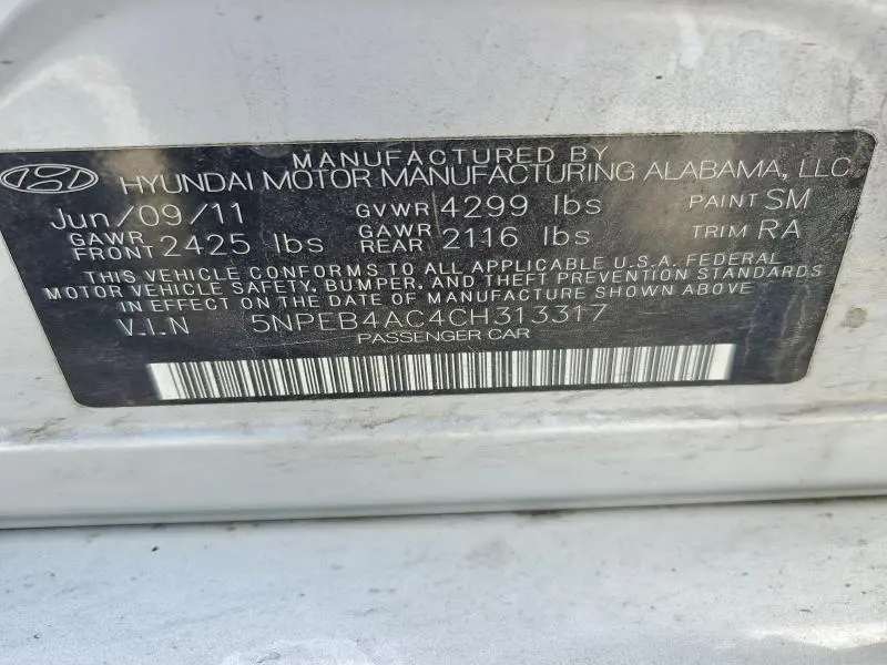 2012 HYUNDAI SONATA GLS  