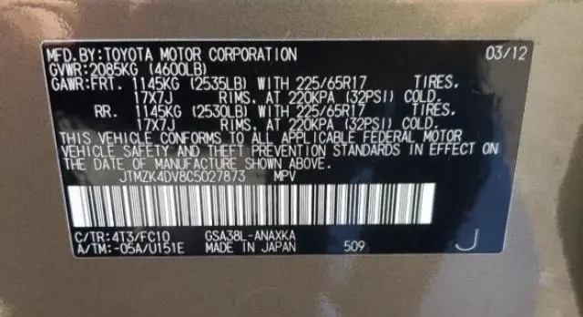 2012 TOYOTA RAV4 
