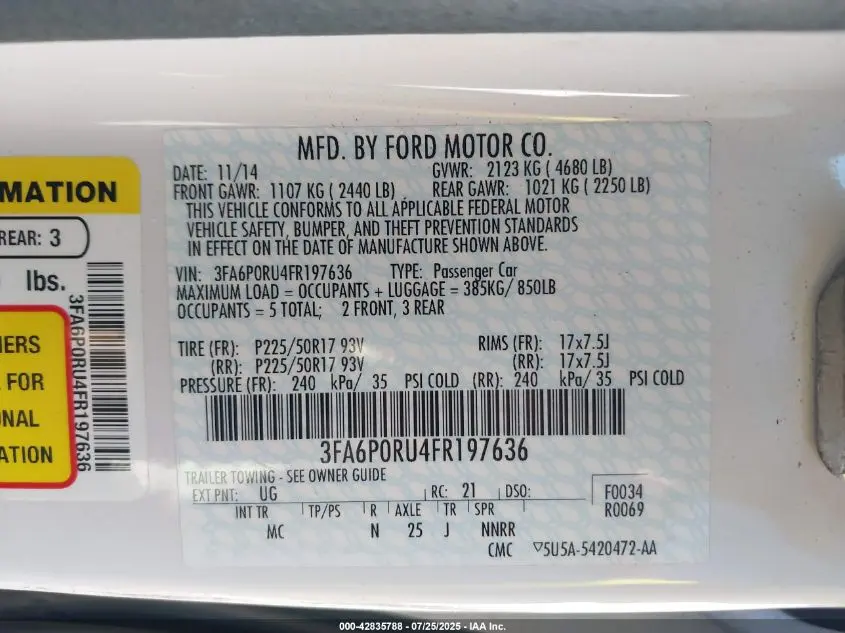 2015 FORD FUSION HYBRID TITANIUM