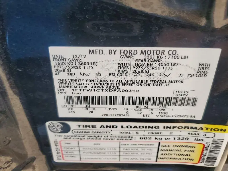 2013 FORD F150 SUPERCREW  