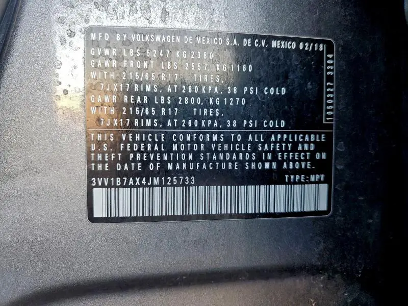 2018 VOLKSWAGEN TIGUAN S  