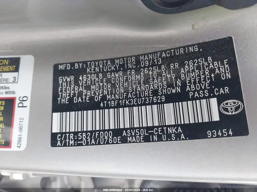 2014 TOYOTA CAMRY LE