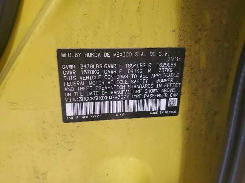 2015 HONDA FIT EX  