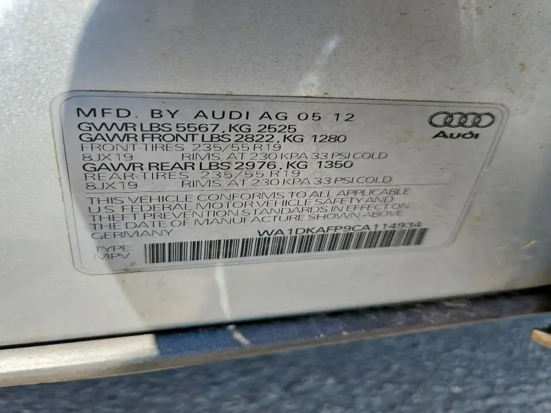 2012 AUDI Q5 PREMIUM PLUS  