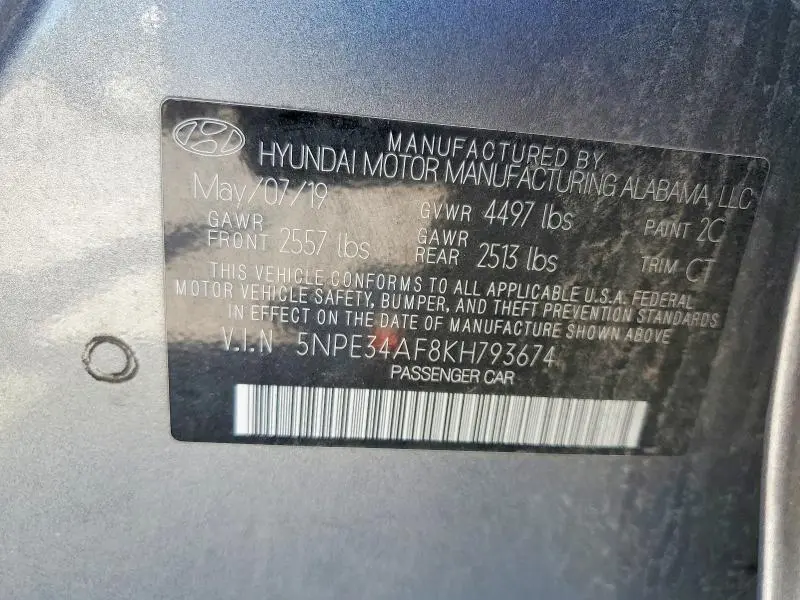 2019 HYUNDAI SONATA SEL  