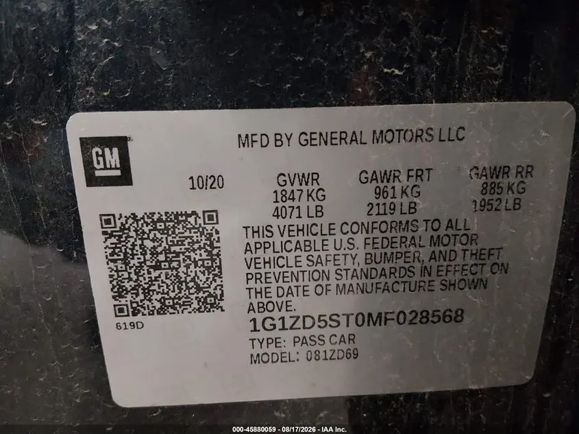 2021 CHEVROLET MALIBU FWD LT