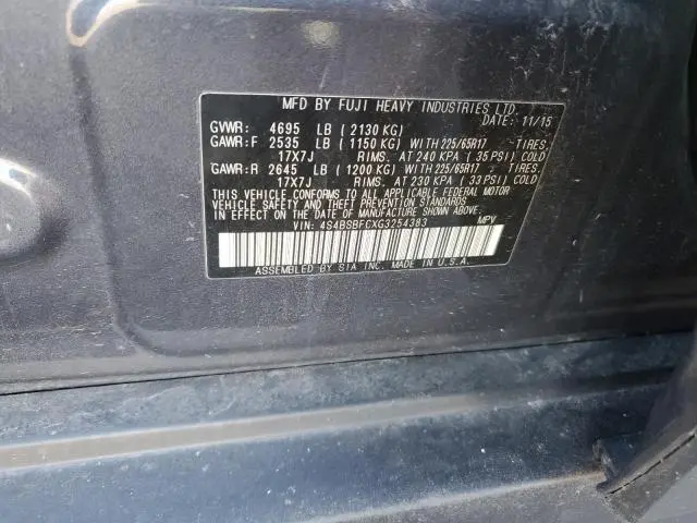 2016 SUBARU OUTBACK 2.5I PREMIUM  