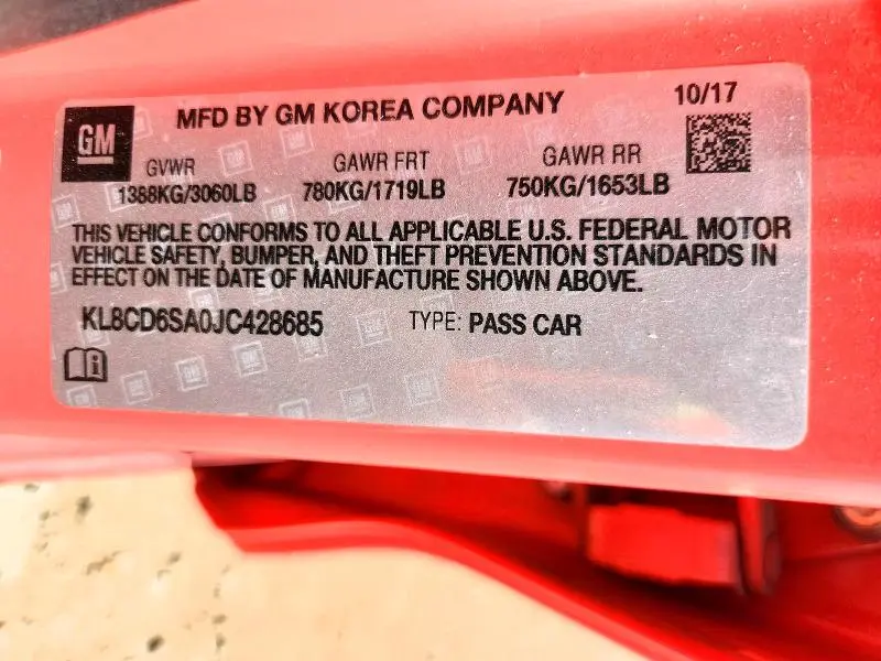 2018 CHEVROLET SPARK 1LT  