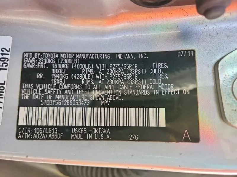 2011 TOYOTA SEQUOIA SR5  