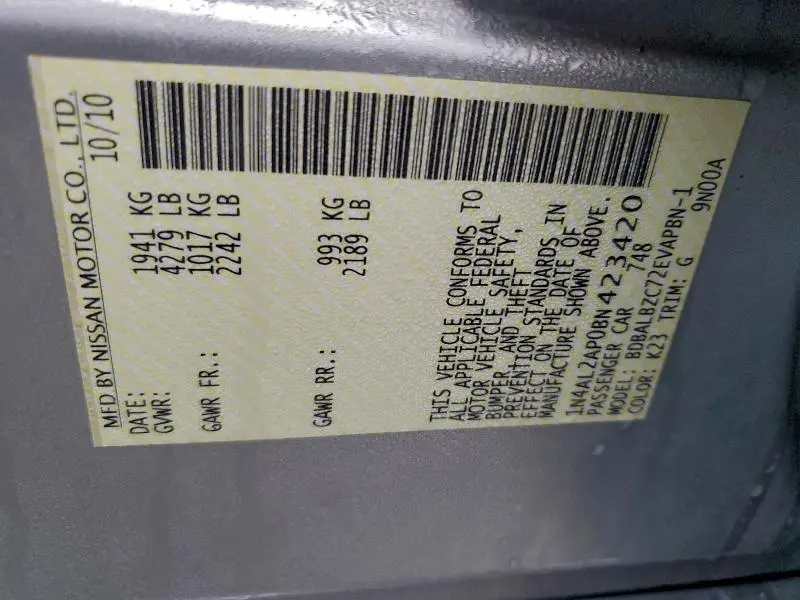 2011 NISSAN ALTIMA BASE  