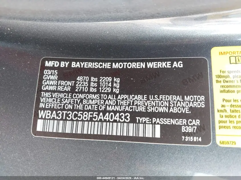 2015 BMW 435I  