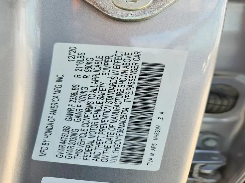 2021 HONDA ACCORD SPORT  