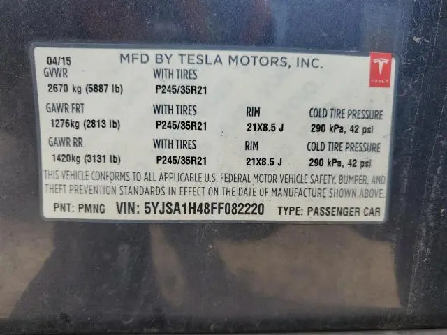 2015 TESLA MODEL S P85D  