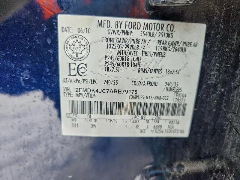 2010 FORD EDGE SEL  
