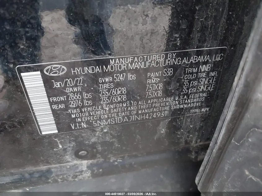 2022 HYUNDAI SANTA FE SE