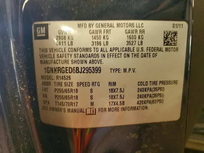 2011 CHEVROLET TRAVERSE LT  