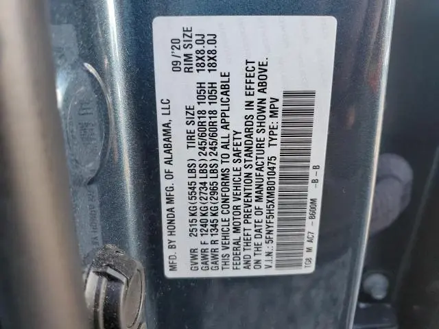 2021 HONDA PILOT EXL  