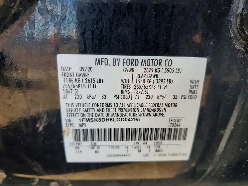 2020 FORD EXPLORER XLT  
