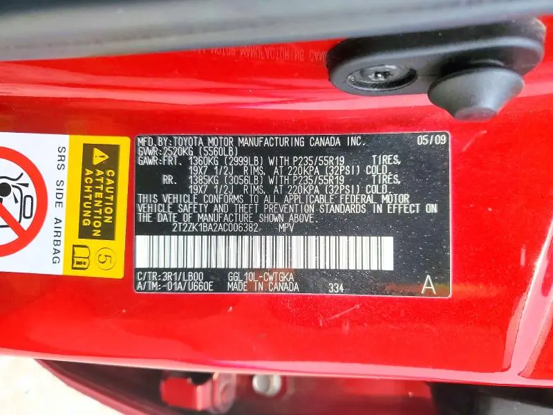 2010 LEXUS RX 350 BASE  