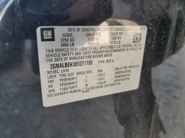 2014 CHEVROLET EQUINOX LT  