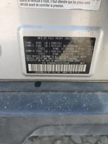 2012 SUBARU OUTBACK 2.5I LIMITED  